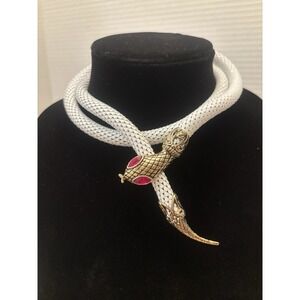 Vintage DL Auld ~Off White Nesh Snake Necklace/belt. Signed "A"